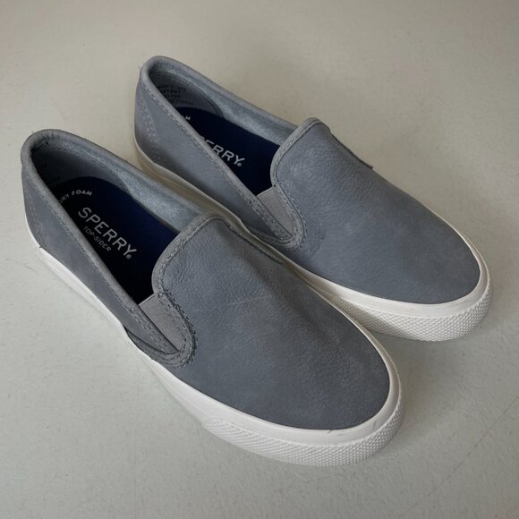 Sperry Gray Suede Slip-On Twin Gore Sneakers SIze 5 - Picture 16 of 16
